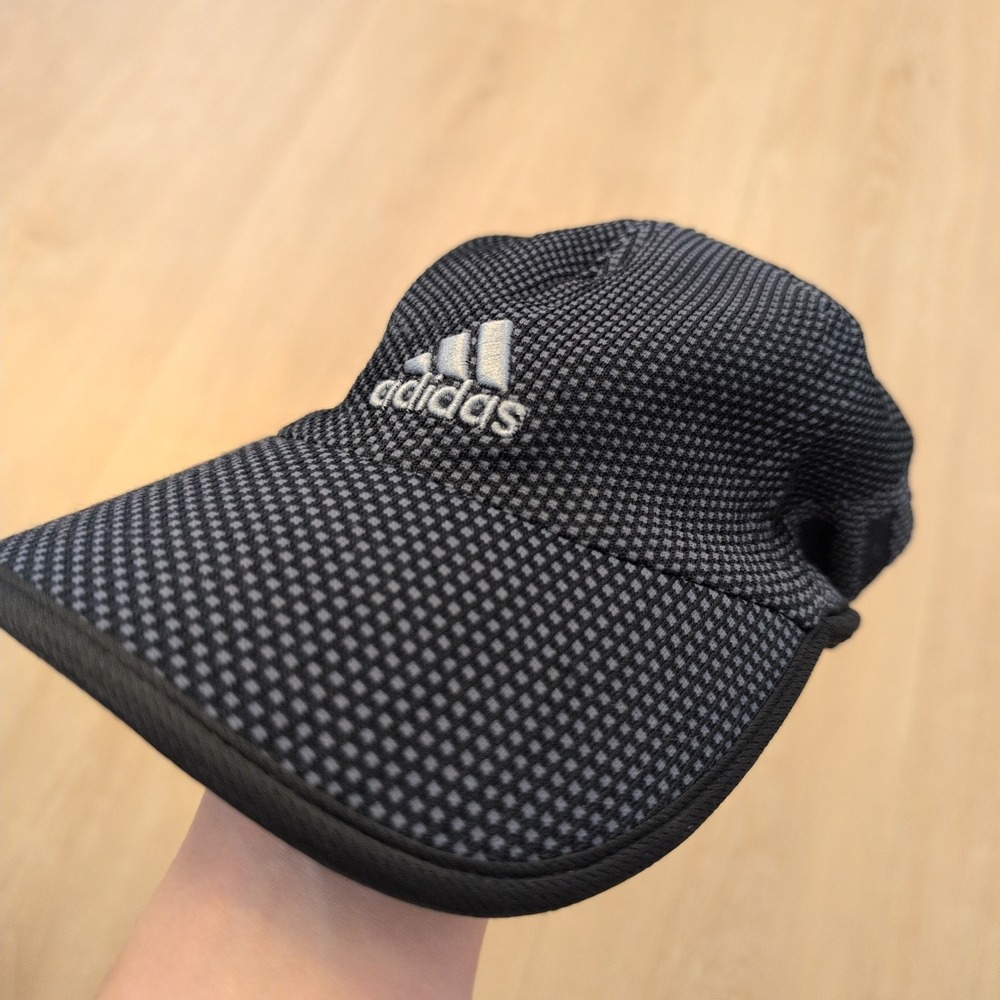 Adidas Running Cap Black Gray Knit Adjustable Performance Hat Workout Gym